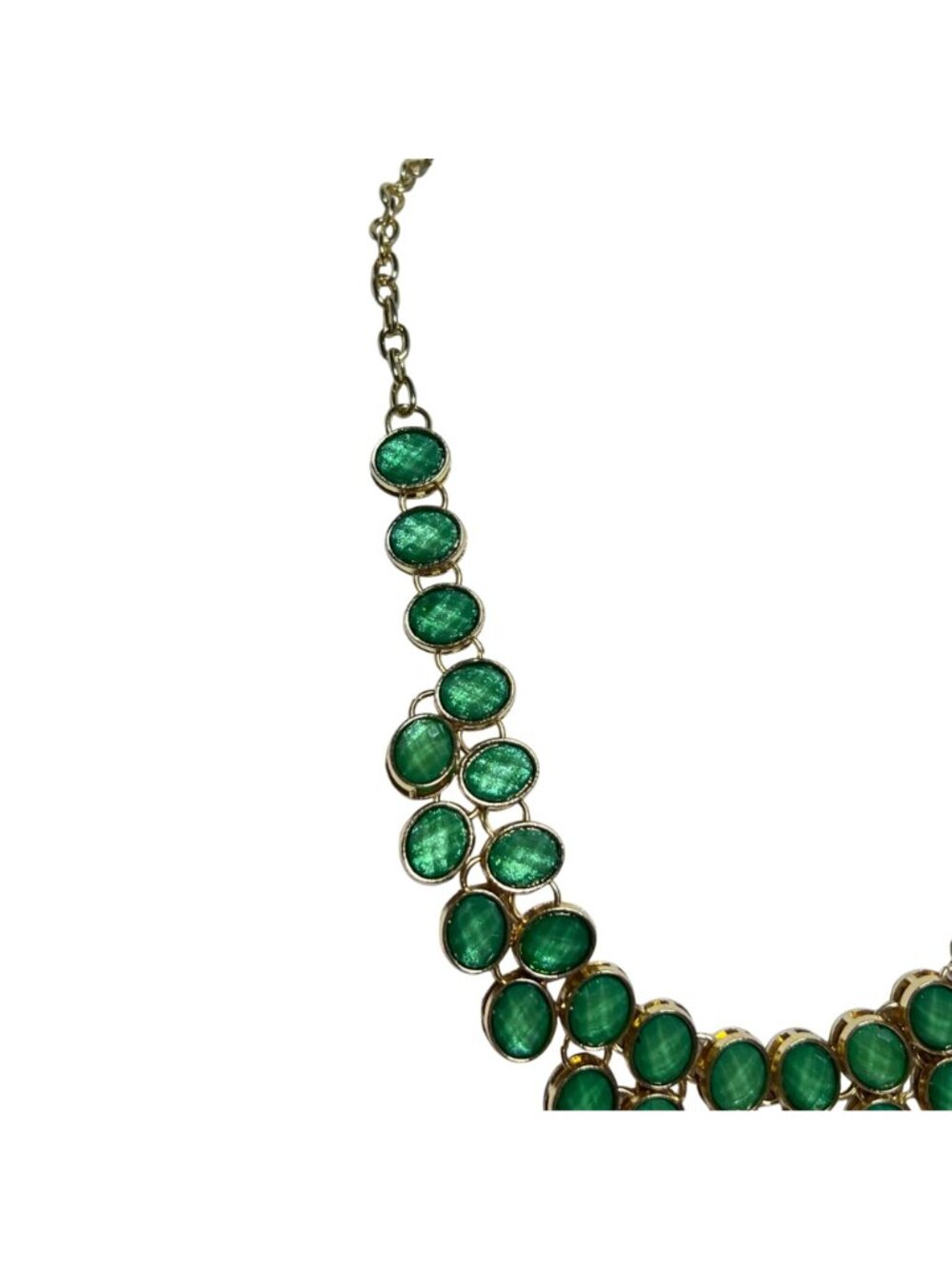 Cara New York Gold Tone And Green Statement Bib Necklace (6357) - Picture 2 of 8